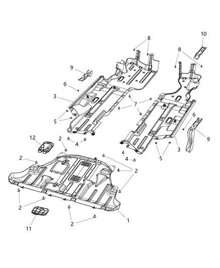 Belly Pan Front Diagram for 68288229AB