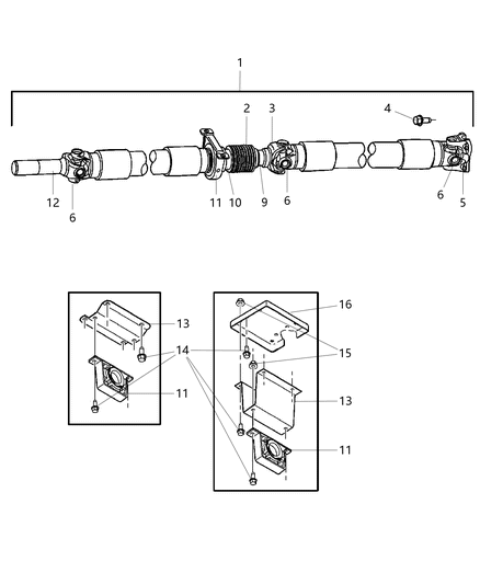 1986 Chrysler Fifth Avenue Center Bearing Drive Shaft Diagram for 5093379AA