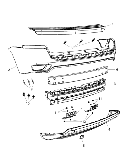 2006 Jeep Grand Cherokee Fascia Rear Lower Diagram for 68109902AA