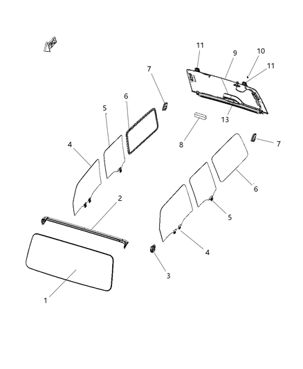Windshield, Front Diagram for 68433234AB