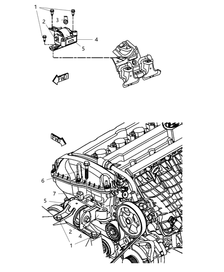 2010 Jeep Patriot Bracket Package Engine Mount Diagram for 68065747AA