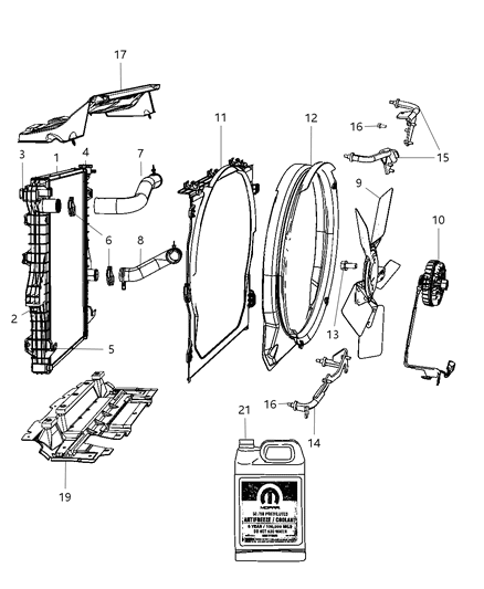 Radiator Engine Cooling Diagram for 55057089AA