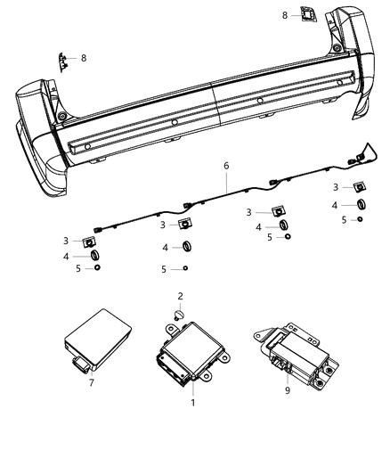 1992 Jeep Cherokee Module Parking Assist Diagram for 56054151AE