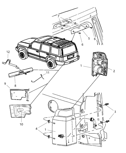 Lamp Tail Stop Turn Sidemarker Diagram for 55396458AD