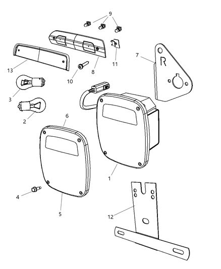 2007 Dodge Sprinter 2500 Lamp Center High Mounted Stop Diagram for 55372082AA