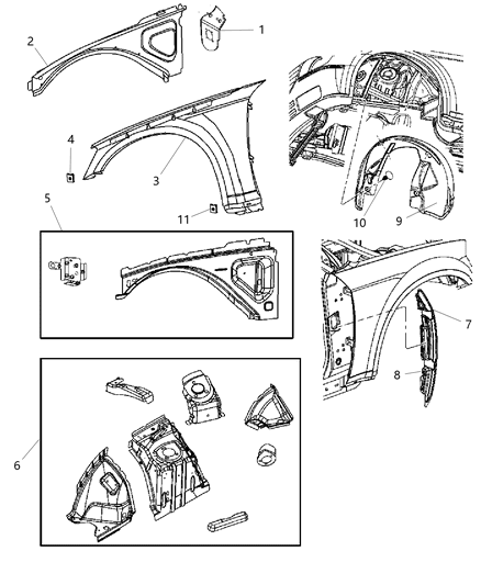 Fender Front Diagram for 55113438AB