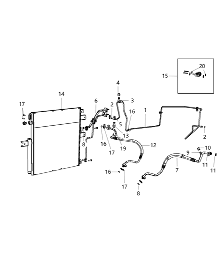 2020 Ram 4500 Line A/C Liquid: Gaskets, O-Rings, Valve Core, Cap Diagram for 68437112AA