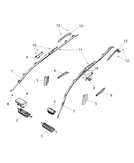 Air Bag Side Curtain Diagram for 68100767AD