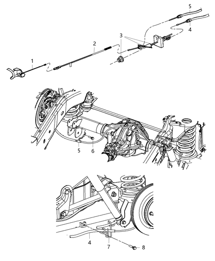 2005 Jeep Liberty Tensioner Parking Brake Cable Diagram for 52113642AI
