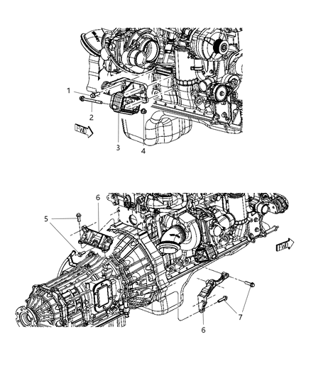 2011 Ram 2500 Bracket Engine Mount Diagram for 52121814AD