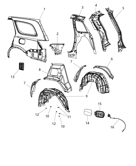 Panel Bodyside Aperture Inner Rear Diagram for 68085197AF