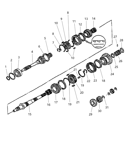 1997 Dodge Dakota Bearing, Output (85Mmodx23Mmwd ) (Stamped Msk35Tm 05U1) Diagram for 83506073