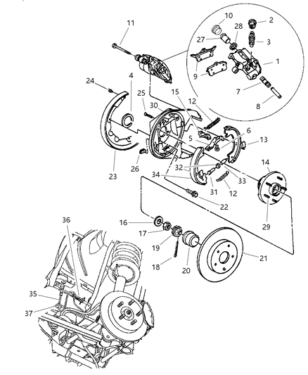 1993 Chrysler Town & Country Pad Kit Rear Disc Brake Diagram for V2013762AC