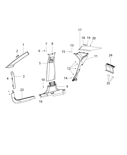 Molding B Pillar Diagram for 1XW65DX9AH