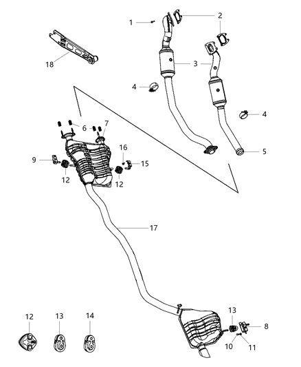Muffler And Tailpipe Exhaust Diagram for 68083404AH