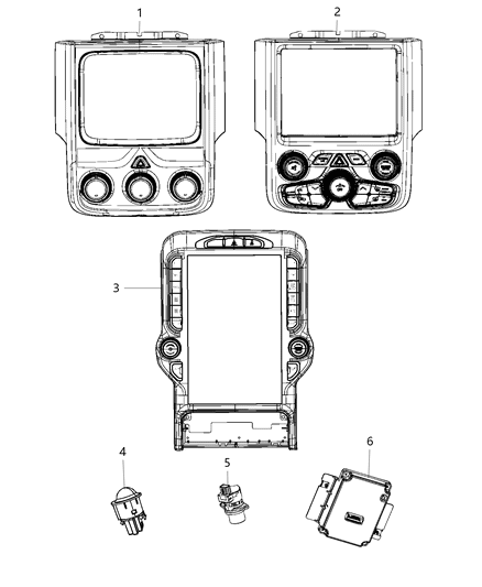 1984 Jeep Cherokee Center Stack Upper Display With Ac/Heater Controls Diagram for 68356774AC