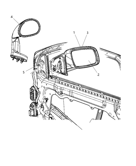 Mirror Outside Rearview Diagram for 1CE291BSAC