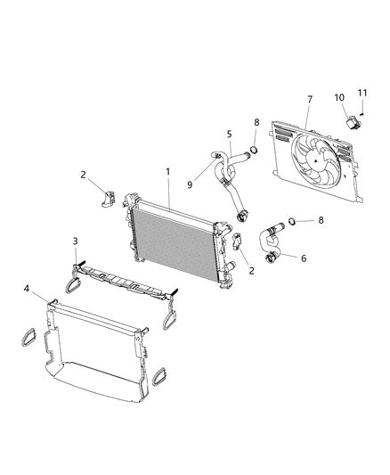 1986 Jeep Comanche Fan Module Radiator Cooling Diagram for 68247205AA