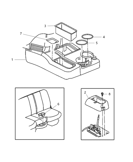 1998 Chrysler Concorde Mat Console Cup Holder Diagram for 5029726AA