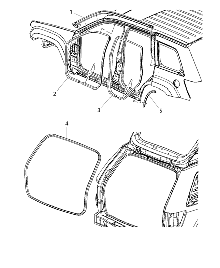 2014 Jeep Wrangler Weatherseal, Liftgate Diagram for 68029995AB