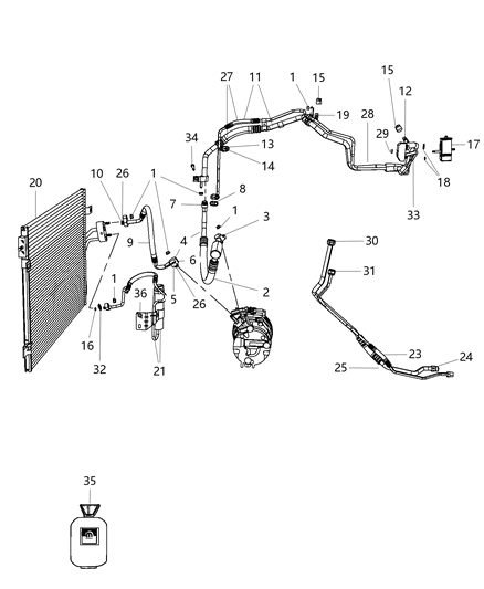 2006 Dodge Durango Line A/C Suction & Discharge Diagram for 68081031AD