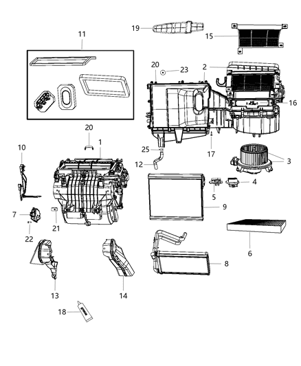Evaporator A/C Diagram for 5191346AA