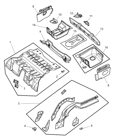 1998 Dodge Durango Panel Spare Tire Right Diagram for 5099119AA