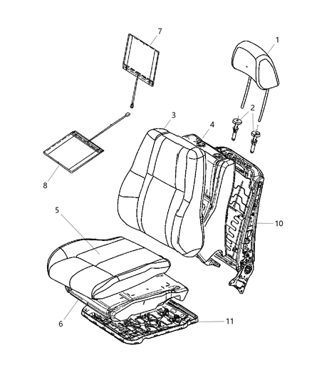 2002 Dodge Ram 3500 Van Cover Front Seat Cushion Diagram for 5XT82DX9AA