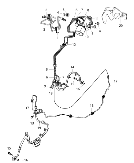 1996 Dodge Stealth Hose Brake Left Front Diagram for 4779943AH