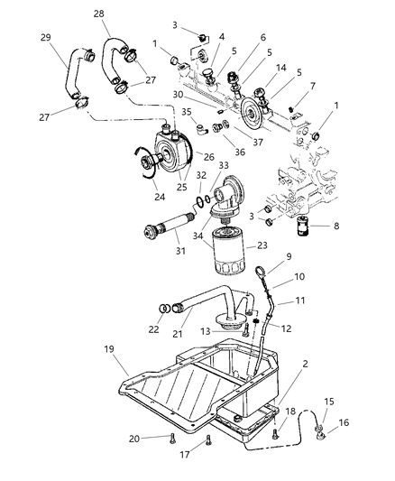 2005 Chrysler Town & Country Plug Cylinder Block Diagram for 4883424AA