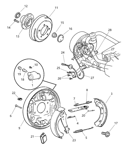 2023 Chrysler Pacifica Shoe And Lining Kit Drum, Rear Diagram for BHKH7292