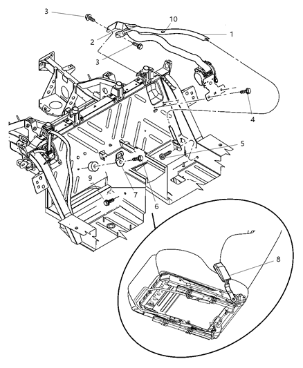 Turning Loop Seat Belt Diagram for 5029127AC