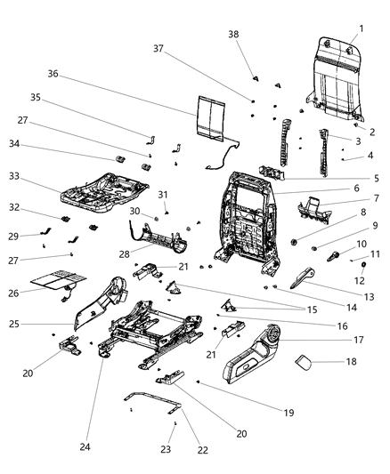2008 Jeep Grand Cherokee Frame Front Seat Cushion Diagram for 4610165AA