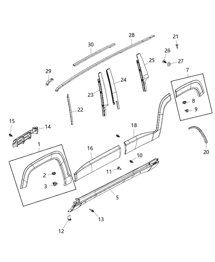Baffle Wheelhouse Diagram for 68247405AA