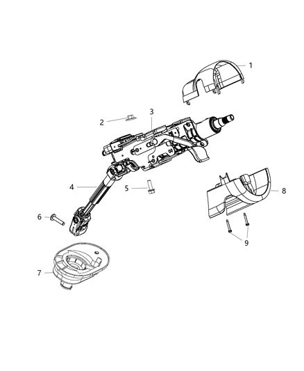 Shaft Steering Column Intermediate Diagram for 68194568AA