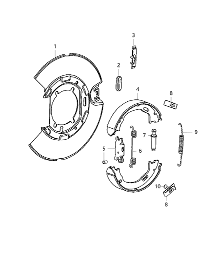 2014 Chrysler 300 Shoe And Lining Kit Parking Brake Diagram for 68020626AC