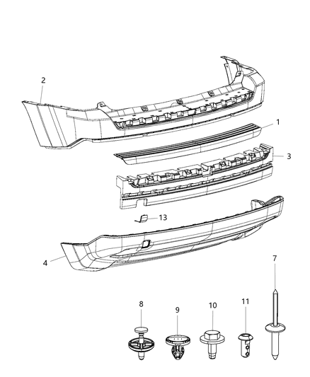 2015 Jeep Compass Step Pad Rear Fascia Diagram for 68302997AA