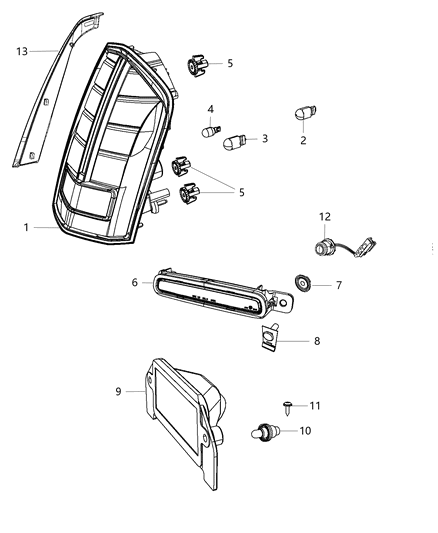 Close Out Tail Lamp Diagram for 68145986AB