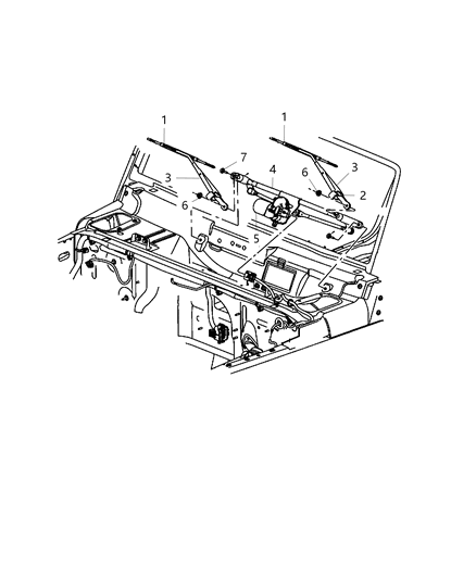 1989 Dodge Spirit Motor And Linkage Windshield Wiper Diagram for 55077858AD