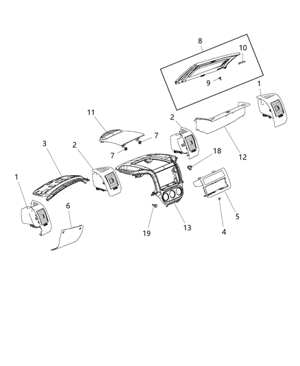 Outlet A/C & Heater Diagram for 1YB09JXWAA