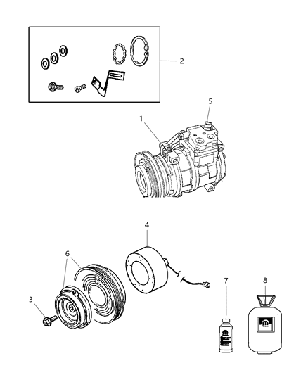2023 Dodge Durango Compressor A/C With Clutch Diagram for 5058032AC