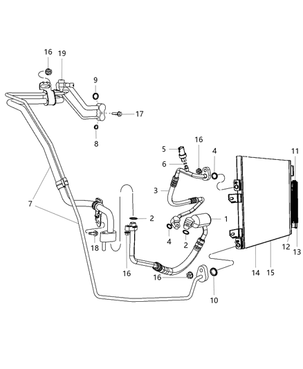 2014 Jeep Compass Seal A/C Line Receiver Drier Diagram for 68069621AA