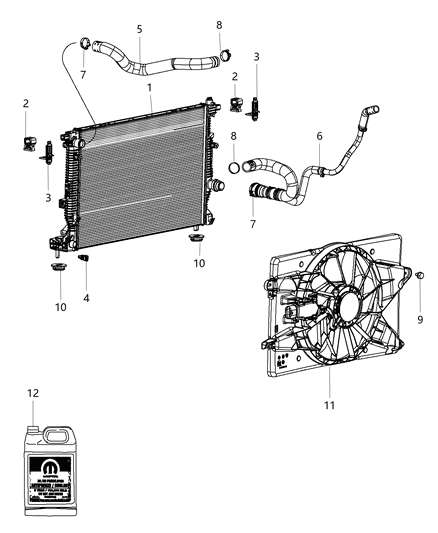 2000 Chrysler Sebring Radiator Engine Cooling Diagram for 55111483AB