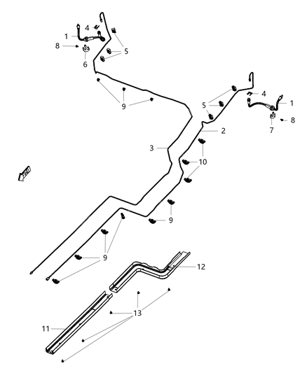 1999 Chrysler Sebring Clip Brake Tube Diagram for 68171496AA