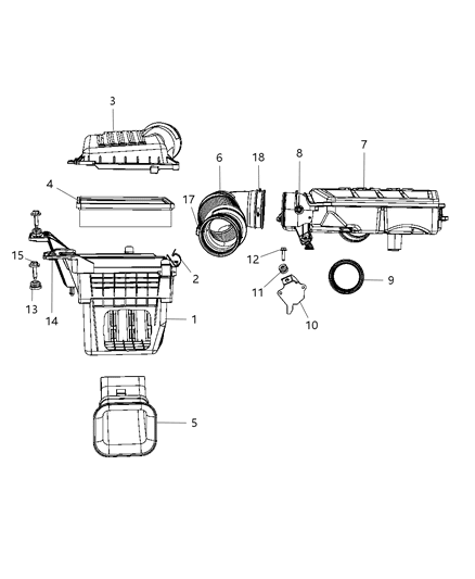 2000 Dodge Caravan Element Air Cleaner Diagram for 53032527AB