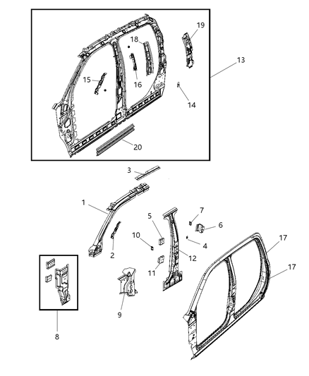 Inner Aperture Panel, Driver Side Diagram for 68066893AF