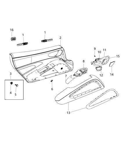 Armrest Front Door Trim Includes LED Lamp Diagram for 5VP661V5AA