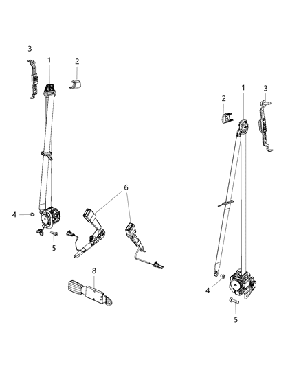 Seat Belt Front Inner Diagram for 1RJ432X9AC
