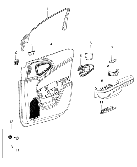 Armrest Front Door Trim Diagram for 1YZ121L8AC