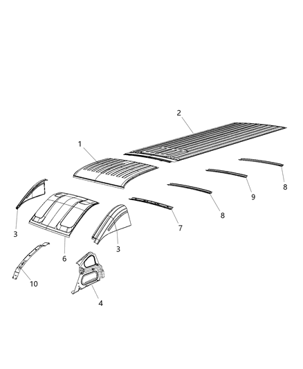 2001 Jeep Cherokee Panel Roof Front Panel See Illustration 910 Diagram for 68134045AC
